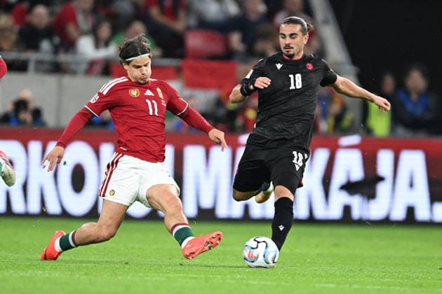 IPA89231660 - 11Milos Kerkez (Hungary) vs. Irakli Egoyan (Georgia) during the Nations League phase, Matchday 3, League B Group B2, between Hungary and Georgia, October 2, 2026, at the Puskás Arena in Budapest, Hungary  Copyright: xVincenzoxOrlando IPAxSportx xx IPA89231660