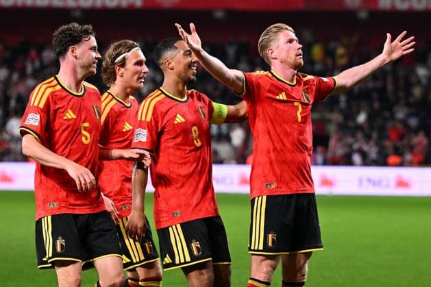 Belgium v Turkey - UEFA Nations League 2026 LIEGE, BELGIUM - OCTOBER 02 : De Bruyne Kevin forward of Belgium celebrates scoring a goal with teammates during the UEFA Nations League tournament league phase matchday 3 group A1 match between Belgium and Turkey on October 2, 2026 in Liege, Belgium, 02 10 2026 Liege Belgium  Copyright: xTomasxSiskx
