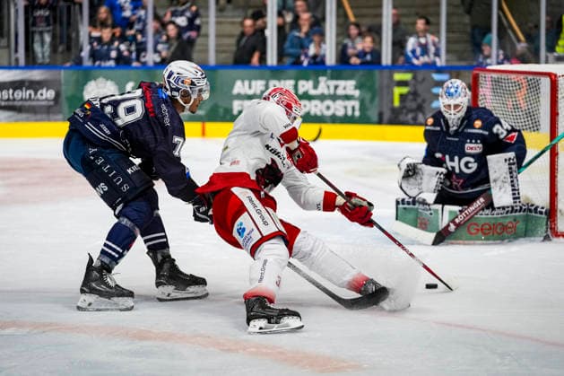 Scoring chance for the 3-3 tie by Pierre Preto of EC Bad Nauheim (No. 36) against Ryan Odude of the Ravensburg Towerstars (No. 79) and Konrad Fiedler of the Ravensburg Towerstars (No. 34), GER, Ravensburg Towerstars vs. EC Bad Nauheim, Ice Hockey, DEL2 Regular Season, Matchday 5, 2026–2027 Season, October 2, 2026, GER, Ravensburg Towerstars vs. EC Bad Nauheim, Ice Hockey, DEL2 Regular Season, Matchday 5, 2026–2027 Season, October 2, 2026, Ravensburg Copyright: xEibner-Pressefoto MaximilianxRistx EP_MRT