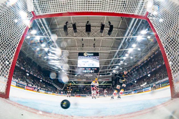 October 2, 2026, Porza, Corner Arena, NL: HC Lugano vs. SC Rapperswil-Jona Lakers. In the 12th minute, Jere Innala of Lugano scores an empty-net goal at the Corner Arena in Porza, Ticino, Switzerland. Copyright: xJustPictures.ch JarixPestelaccix jp-en-JaPe-_DSC3398