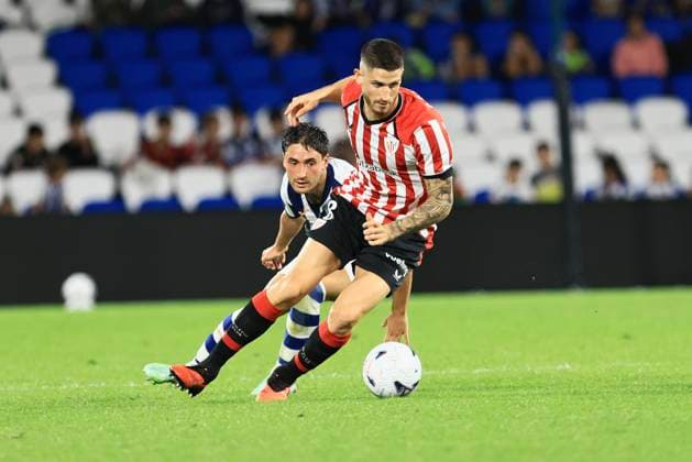 ESP Euskal Herria Txapela Real Sociedad Atlético Madrid Oihan Sancet of Athletic during the friendly match Euskal Herria Txapela 2026 27 between Real Sociedad and Atlético Madrid, played at Anoeta Stadium in Gipuzkoa on September 14, 2026, in Spain. Spanish Soccer Copyright: xAgenciaxLOFx