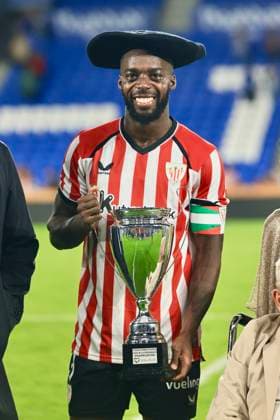 ESP Euskal Herria Txapela: Real Sociedad vs. Atlético Madrid; Athletic Club wins the match and the Euskal Herria trophy, And Athletic’s Inaki Williams receives the trophy while wearing the txapela during the friendly match for the 2026–27 Euskal Herria Txapela between Real Sociedad and Atlético Madrid, played at Anoeta Stadium in Gipuzkoa on September 14, 2026, in Spain. Spanish Soccer Copyright: xAgenciaxLOFx