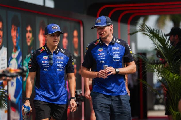 F1 - BAHRAIN GRAND PRIX IN MALAYSIA 2026 HADJAR Isack (fra), Red Bull Racing Ford RB22, VERSTAPPEN Max (nld), Red Bull Racing Ford RB22, portrait during the 2026 Formula 1 Bahrain Grand Prix in Malaysia, 16th round of the 2026 Formula One World Championship, WM, Weltmeisterschaft from October 2 to 4, 2026 on the Sepang International Circuit, in Sepang, Malaysia - SepangMalaysia Copyright: xANTONINxVINCENTx