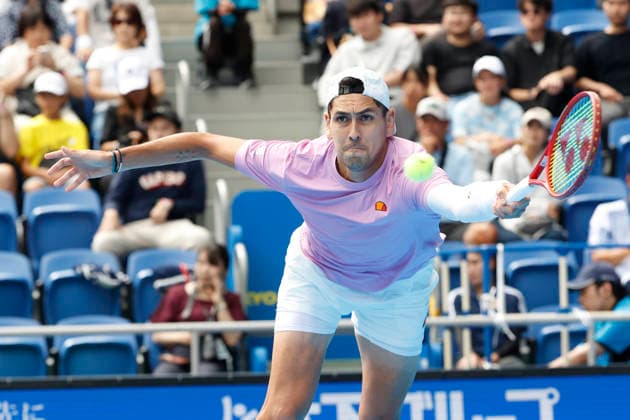 October 3, 2026, Tokyo, Japan: Alejandro Tabilo (Chile) returns a shot against Denis Shapovalov (Canada) during their Round of 16 match at the Kinoshita Group Japan Open Tennis Championships at Ariake Colosseum in Tokyo. The tournament runs from September 29 to October 6. Shapovalov won 7-5, 3-6, 6-4. Tokyo Japan - ZUMAm191 20261003_aap_m191_002 Copyright: xRodrigoxReyesxMarinx