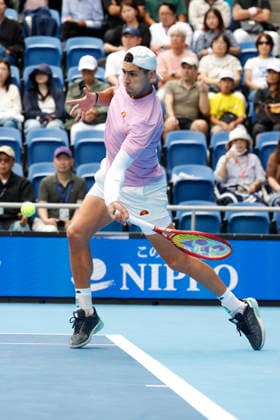 October 3, 2026, Tokyo, Japan: Alejandro Tabilo (Chile) returns a shot against Denis Shapovalov (Canada) during their Round of 16 match at the Kinoshita Group Japan Open Tennis Championships at Ariake Colosseum in Tokyo. The tournament runs from September 29 to October 6. Shapovalov won 7-5, 3-6, 6-4. Tokyo Japan - ZUMAm191 20261003_aap_m191_020 Copyright: xRodrigoxReyesxMarinx