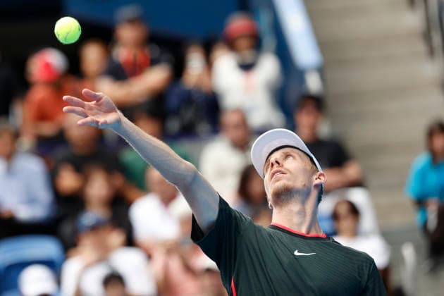 October 3, 2026, Tokyo, Japan: Denis Shapovalov (Canada) serves against Alejandro Tabilo (Chile) during their Round of 16 match at the Kinoshita Group Japan Open Tennis Championships at Ariake Colosseum in Tokyo. The tournament runs from September 29 to October 6. Shapovalov won 7-5, 3-6, 6-4. Tokyo Japan - ZUMAm191 20261003_aap_m191_025 Copyright: xRodrigoxReyesxMarinx
