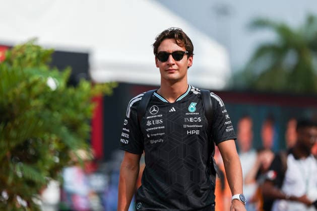 KUALA LUMPUR, MALAYSIA - OCTOBER 03: George Russell of Great Britain and Mercedes-AMG PETRONAS F1 Team arrives on Saturday prior to Final Practice & Qualifying ahead of the FIA Formula 1 Grand Prix of Bahrain in Malaysia at the Sepang Circuit on October 03, 2026 in Kuala Lumpur, Malaysia. (Photo by Qian Jun SPP-Paddocker) Copyright: xQianxJun SPP-Paddockerx Sportspressphoto_SPR244361