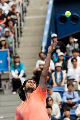 October 3, 2026, Tokyo, Japan: Carlos Alcaraz (Spain) serves against Matteo Arnaldi (Italy) during their Round of 16 match at the Kinoshita Group Japan Open Tennis Championships at Ariake Colosseum in Tokyo. The tournament runs from September 29 to October 6. Alcaraz won 7-6(6), 6-1. Tokyo Japan - ZUMAm191 20261003_aap_m191_028 Copyright: xRodrigoxReyesxMarinx