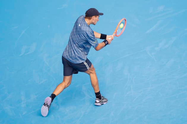 October 3, 2026, Tokyo, Japan: Matteo Arnaldi (Italy) returns a shot against Carlos Alcaraz (Spain) during their Round of 16 match at the Kinoshita Group Japan Open Tennis Championships at Ariake Colosseum in Tokyo. The tournament runs from September 29 to October 6. Alcaraz won 7-6(6), 6-1. Tokyo Japan - ZUMAm191 20261003_aap_m191_078 Copyright: xRodrigoxReyesxMarinx