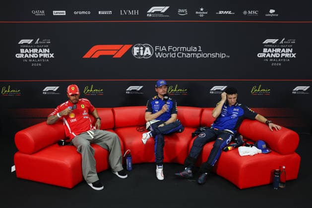 F1 - BAHRAIN GRAND PRIX IN MALAYSIA 2026 press conference, PK, Pressekonferenz HAMILTON Lewis (gbr), Scuderia Ferrari SF-26, VERSTAPPEN Max (nld), Red Bull Racing Ford RB22, HADJAR Isack (fra), Red Bull Racing Ford RB22, portrait during the 2026 Formula 1 Bahrain Grand Prix in Malaysia, 16th round of the 2026 Formula One World Championship, WM, Weltmeisterschaft from October 2 to 4, 2026 on the Sepang International Circuit, in Sepang, Malaysia - SepangMalaysia Copyright: xANTONINxVINCENTx