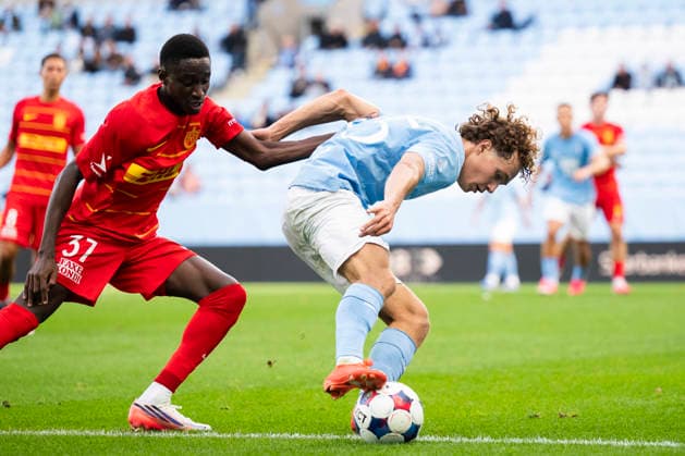 October 3, 2026: Anton Höög of Malmö FF and Lamine Sadio of FC Nordsjälland during the friendly match between Malmö FF and FC Nordsjälland on October 3, 2026 in Malmö. Photo by Avdo Bilkanovic, BILDBYRAN COP 115 AB0391. soccer, football, fotball, practice match, friendly match, Malmö FF, FC Nordsjälland, bbeng  Copyright: AVDOxBILKANOVIC BB261003AB019