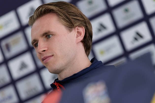 SOCCER - NL, KOS vs AUT PRISTINA,KOSOVO,03.OCT.26 - SOCCER - UEFA Nations League, OEFB international match, Länderspiel, Nationalmannschaft Kosovo vs Austria, preview, press conference, PK, Pressekonferenz team AUT. Image shows Patrick Wimmer (AUT). GEPAxpictures xArminxRauthner