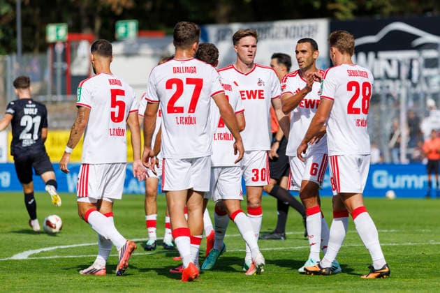 KOELN, GERMANY - OCTOBER 3, 2026: Sebastian Sebulonsen (1. FC Köln, 28) celebrating his goal during the friendly match between FC Viktoria Köln vs. 1. FC Köln at the Sportpark Hoehenberg on October 3, 2026 in Koeln, Germany. DFL REGULATIONS PROHIBIT ANY USE OF PHOTOGRAPHS AS IMAGE SEQUENCES AND OR QUASI-VIDEO. Nordrhein-Westfalen Germany Copyright: xLeahxKohringx