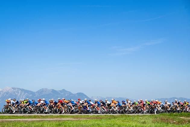 The pack of riders pictured during the elite women Road Race race (130 km) at the cycling UEC Road European Championships, in Ljubljana, Slovenia Saturday 3 October 2026. The UEC Road European Championships are taking place from 02 to 07 October in Ljubljana, Slovenia. DAVIDxPINTENS  x188610441x