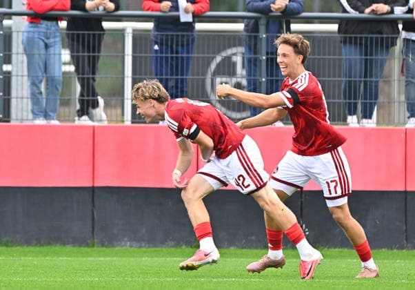 October 3, 2025 Soccer Season 2025–2026 Bavarian Regional League Matchday 12 1. FC Nürnberg II (FCN) vs. FC Augsburg 2 (FCA) MeZi xmexzix Goal celebration Cheering Joy after a goal Goal Shot on goal to 1–0 by Luca Horst 42, 1 FC Nuremberg FCN II