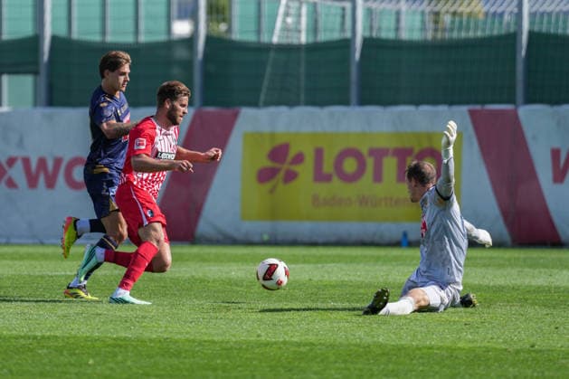 Friendly Match: SC Freiburg vs. FC Luzern, October 3, 2026. Lucas Höler (SC Freiburg, No. 9) runs past Raphael Radtke (FC Luzern, No. 63) as he scores the goal that makes the score 4–1. Friendly Match: SC Freiburg vs. FC Luzern, Europa-Park Stadium, October 3, 2026 DFB and DFL regulations prohibit any use of photographs as image sequences and or quasi-video. Copyright: xBEAUTIFULxSPORTS Boscox