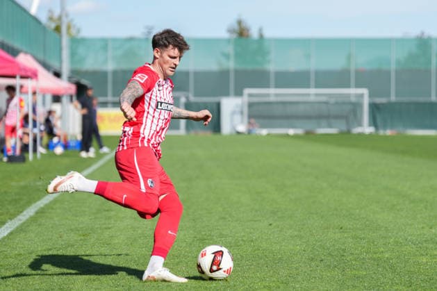 Friendly Match: SC Freiburg vs. FC Luzern, October 3, 2026; Lukas Kübler (SC Freiburg) has the ball at 17. Friendly Match: SC Freiburg vs. FC Luzern, Europa-Park Stadium, October 3, 2026 DFB and DFL regulations prohibit any use of photographs as image sequences and or quasi-video. Copyright: xBEAUTIFULxSPORTS Boscox