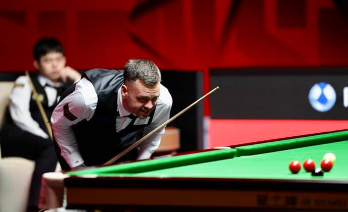 (261003) -- SHENZHEN, Oct. 3, 2026 -- Jimmy Robertson of England looks on during the semifinal against Yuan Sijun of China at World Snooker Tour Shenzhen Open 2026 in Shenzhen, south China s Guangdong Province, Oct. 3, 2026. ) (SP)CHINA-SNOOKER-SHENZHEN OPEN (CN) LuxHanxin 