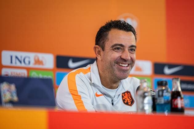 ZEIST - National coach Xavi Hernandez during a press conference, PK, Pressekonferenz at the KNVB Campus in preparation for the Nations League match against Serbia. SONNY LENSEN ANP xVIxANPxSportx xxANPxIVx 571380985 originalFilename: 571380985.jpg