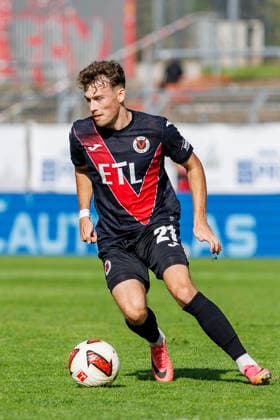 KOELN, GERMANY - OCTOBER 3, 2026: Lucas Wolf (FC Viktoria Köln, 21) during the friendly match between FC Viktoria Köln vs. 1. FC Köln at the Sportpark Hoehenberg on October 3, 2026 in Koeln, Germany. DFL REGULATIONS PROHIBIT ANY USE OF PHOTOGRAPHS AS IMAGE SEQUENCES AND OR QUASI-VIDEO. Nordrhein-Westfalen Germany Copyright: xLeahxKohringx