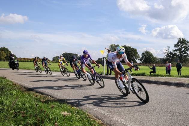 Cycling UCI ProSeries Men s Elite 20 Sparkassen Münsterland Giro on October 3, 2026 The breakaway group with Kelland O Brien of Team Jayco AlUla, Samuele Zoccarato (MBH Bank CSB Telecom), Ward Vanhoof (Team Flanders Baloise), Samuel Leroux (TotalEnergies), Arno Wallenborn (Team Lotto Kern Haus Outlet Montabaur), NoÃ Ury (Team Storck MRW Bau) xJRx
