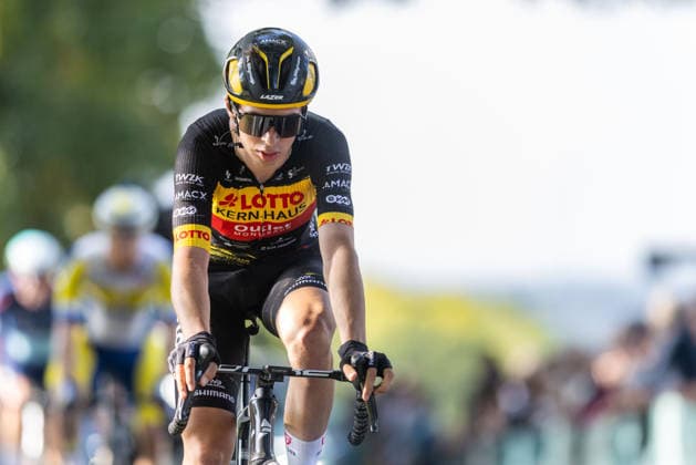 Cycling: UCI ProSeries Men s Elite 20 Sparkassen Münsterland Giro on October 3, 2026—Arno Wallenborn of Team Lotto Kern Haus Outlet Montabaur earns the mountain points on the Coesfelder Berg xJRx