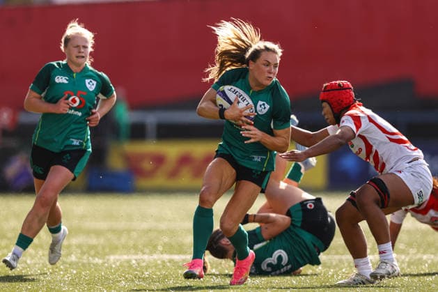 Women s International Test Match, Virgin Media Park, Cork 3 10 2026 Ireland vs Japan Ireland s BÃ BÃ ibhinn Parsons comes up against Jennifer Nduka 3 10 2026  Copyright: xx BB3_0177