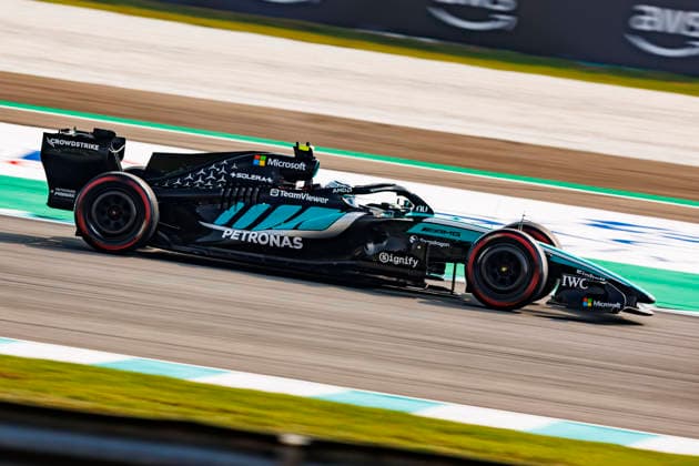 RECORD DATE NOT STATED 3rd October 2026; Sepang IC, Kuala Lumpur, Malaysia; Formula 1, Bahrain Grand Prix, Qualifying Day; George Russell (63) of Great Britain and Mercedes-AMG PETRONAS Formula One Team during qualifying at the Bahrain Grand Prix StephenxBlackberry
