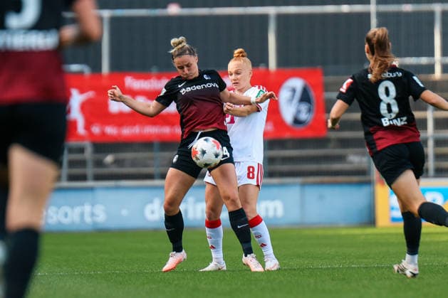Google Pixel Women s Bundesliga 1 FC Cologne SC Freiburg October 3, 2026 Carina Brunold (SC Freiburg, 14) in a tackle with Laura Vogt (1 FC Cologne, 8) Google Pixel Women s Bundesliga 1 FC Cologne SC Freiburg Cologne, Franz Kremer Stadium October 3, 2026 DFB regulations prohibit any use of photographs as image sequences and or quasi-video Copyright: xBEAUTIFULxSPORTS Freisenx