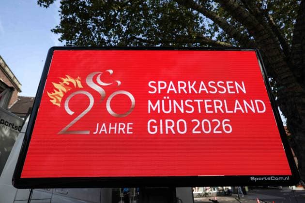 Cycling: UCI ProSeries Men s Elite 20 Sparkassen Münsterland Giro on October 3, 2026; canvas featuring the logo and the inscription Sparkassen Münsterland Giro 2026 xJRx