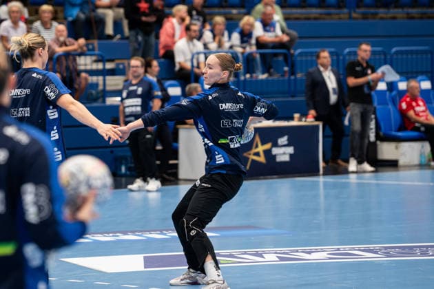 HSG Blomberg Lippe (GER) vs. HC Podravka (CRO), Handball, EHF Champions League Women, Group Stage, October 3, 2026, 2026–2027 Season, Lemgo: Nieke Kuehne of HSG Blomberg Lippe, No. 9, warming up at the Lemgo Phoenix Contact Arena in Germany