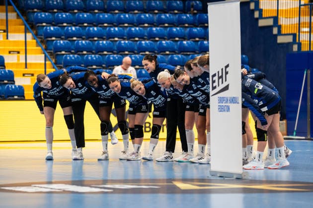 HSG Blomberg Lippe (GER) vs. HC Podravka (CRO), Handball, EHF Champions League Women, Group Stage, October 3, 2026, 2026–2027 Season, Lemgo: The HSG Blomberg Lippe (GER) players before the game at the Lemgo Phoenix Contact Arena in Germany