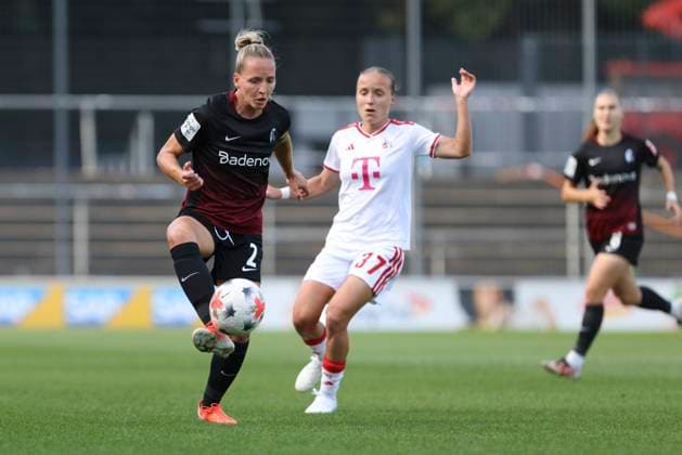 Lisa Karl of SC Freiburg and Beke Sterner of 1. FC Köln battle for the ball during the Women s Bundesliga match between 1. FC Köln and SC Freiburg, Franz Kremer Stadium on October 3, 2026, in Cologne, Germany. Photo by Oliver Kaelke, DeFodi Images. Lisa Karl of SC Freiburg and Beke Sterner of 1 FC Koeln battle for the ball during the Bundesliga match between 1 FC Koeln and SC Freiburg at Franz Kremer Stadium on October 3, 2026 in Cologne, Germany. Photo by Oliver Kaelke, DeFodi Images. DFB and DFL regulations prohibit any use of photographs as image sequences and or quasi-video. Photo by Oliver Kaelke, DeFodi Images.