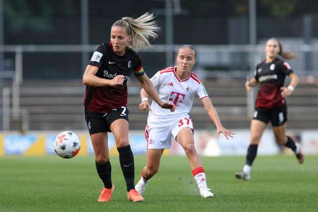 Lisa Karl of SC Freiburg and Beke Sterner of 1. FC Köln battle for the ball during the Women s Bundesliga match between 1. FC Köln and SC Freiburg, Franz Kremer Stadium on October 3, 2026, in Cologne, Germany. Photo by Oliver Kaelke, DeFodi Images. Lisa Karl of SC Freiburg and Beke Sterner of 1 FC Koeln battle for the ball during the Bundesliga match between 1 FC Koeln and SC Freiburg at Franz Kremer Stadium on October 3, 2026 in Cologne, Germany. Photo by Oliver Kaelke, DeFodi Images. DFB and DFL regulations prohibit any use of photographs as image sequences and or quasi-video. Photo by Oliver Kaelke, DeFodi Images.