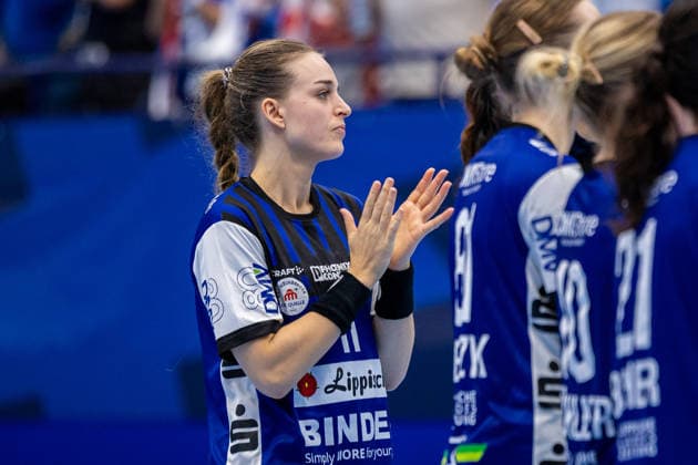 Isabelle Axmann of HSG Blomberg Lippe, No. 11, reacts with disappointment after the 31–33 loss. GER, HSG Blomberg Lippe vs. HC Podravka, Handball, EHF Champions League Women, Group Stage, 2026–2027 Season, October 3, 2026, GER, HSG Blomberg Lippe vs. HC Podravka, Handball, EHF Champions League Women, Group Stage, 2026–2027 Season, October 3, 2026, Lemgo Copyright: xEibner-Pressefoto JanxRollingerx EP_JSK