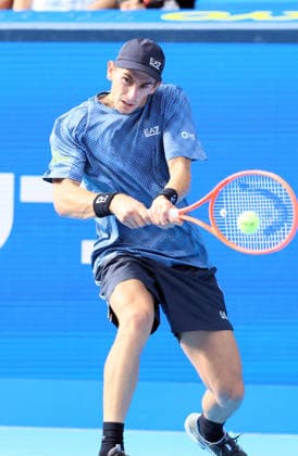 October 3, 2026, Tokyo, Japan - Matteo Arnaldi of Italy returns the ball against Carlos Alcaraz of Spain during the second round match of the Japan Open tennis championships at the Ariake Colosseum in Tokyo on Saturday, October 3, 2026. (photo by Yoshio Tsunoda AFLO) Noxthirdxpartyxsales  0868466246st YoshioxTsunodax