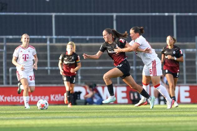 Maj Schneider of SC Freiburg and Amelie Bohnen of 1. FC Köln battle for the ball during the Women s Bundesliga match between 1. FC Köln and SC Freiburg, Franz Kremer Stadium on October 3, 2026, in Cologne, Germany. Photo by Oliver Kaelke, DeFodi Images. Maj Schneider of SC Freiburg and Amelie Bohnen of 1. FC Köln battle for the ball during the Bundesliga match between 1. FC Köln and SC Freiburg at Franz Kremer Stadium on October 3, 2026 in Cologne, Germany. Photo by Oliver Kaelke, DeFodi Images. DFB and DFL regulations prohibit any use of photographs as image sequences and or quasi-video. Photo by Oliver Kaelke, DeFodi Images