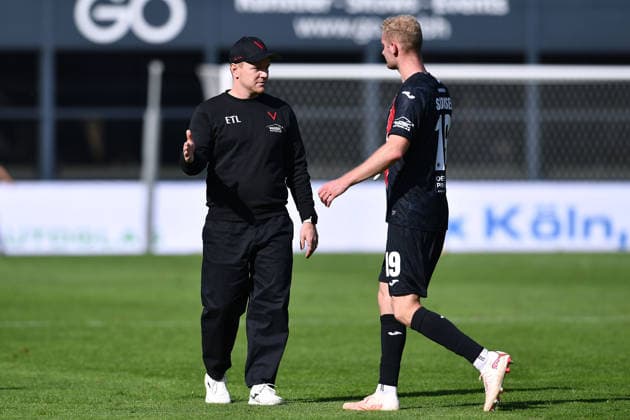 Soccer Friendly Match: FC Viktoria Köln vs. 1. FC Köln on October 3, 2026, at Sportpark Höhenberg in Cologne. Marian Wilhelm, head coach of Köln (left); Meiko Sponsel, Köln (right) xRx