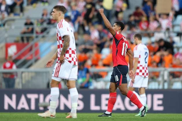 Jude Bellingham of England celebrates their goal to make it 0-2 Croatia v England, UEFA Nations League, Football, Stadion HNK Rijeka, Rijeka, Croatia - 03 Oct 2026Rijeka Stadion HNK Rijeka Croatia  Copyright: xRaddadxJebarah Shutterstockx 17183865aw