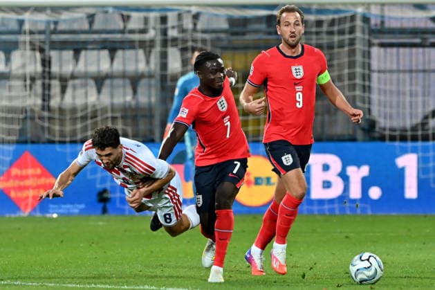 RIJEKA, CROATIA - OCTOBER 03: Mateo Kovacic of Croatia (L) in action against Bukayo Saka of England (C) and Harry Kane of England (R) during the UEFA Nations League, League A Group A3, match between Croatia and England at Stadion Rujevica, Rijeka on October 03, 2026 in Rijeka, Croatia. (Photo by Igor Kupljenik Sports Press Photo). Copyright: xIgorxKupljenikx xSPPx Sportspressphoto_SPR244591
