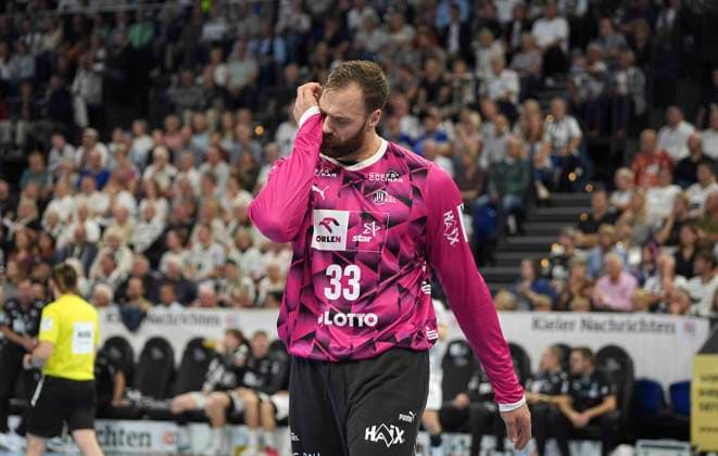 Photo: Goalkeeper Andreas WOLFF of Kiel Handball Men s 1st Bundesliga team looks skeptical on Sat, Oct. 3, 2026: THW Kiel vs. VfL Gummersbach