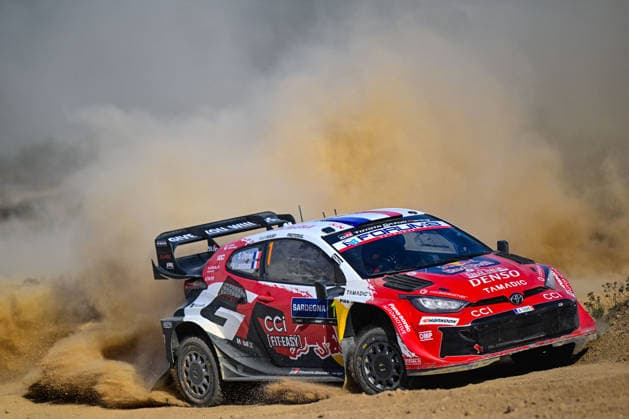 IPA89264619 - Sébastien Ogier (FRA) and Vincent Landais (FRA) in a Toyota GR Yaris Rally1 in action during the FIA WRC, Motorsport Rallye, WM Rally Italia Sardegna in Alghero, Italy, on October 1–4, 2026.  Copyright: xFedericoxManoni IPAxSportx xx IPA89264619