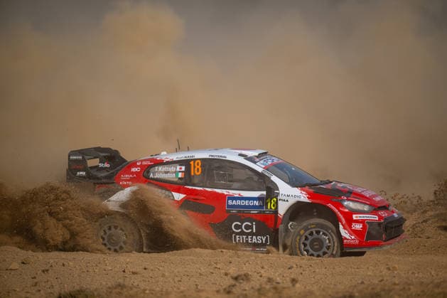 IPA89264629 - Takamoto Katsuta (JPN) and Aaron Johnston (IRL) in a Toyota GR Yaris Rally1 in action during the FIA WRC, Motorsport Rallye, WM Rally Italia Sardegna in Alghero, Italy, on October 1–4, 2026.  Copyright: xFedericoxManoni IPAxSportx xx IPA89264629