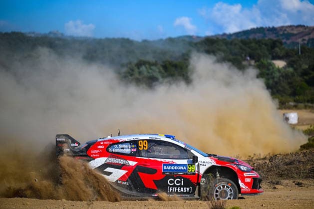 IPA89264622 - Oliver Solberg (SWE) and Elliott Edmondson (GBR) in a Toyota GR Yaris Rally1 in action during the FIA WRC, Motorsport Rallye, WM RALLY ITALIA SARDEGNA in Alghero, Italy, on October 1–4, 2026.  Copyright: xFedericoxManoni IPAxSportx xx IPA89264622