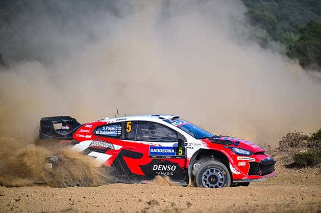 IPA89264625 - Sami Pajari (FIN) and Marko Salminen (FIN) in a Toyota GR Yaris Rally1 in action during the FIA WRC, Motorsport Rallye, WM Rally Italia Sardegna in Alghero, Italy, on October 1–4, 2026.  Copyright: xFedericoxManoni IPAxSportx xx IPA89264625