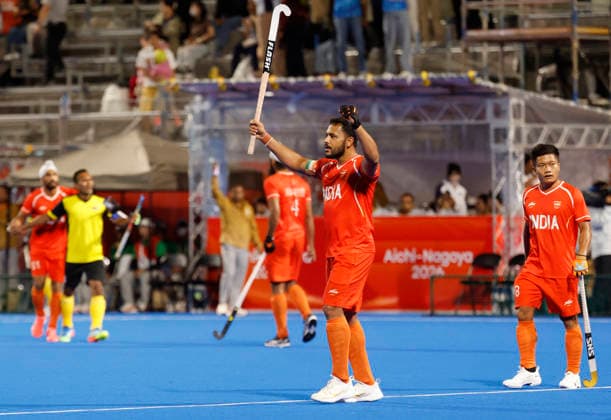 Asian Games - Aichi-Nagoya 2026 Kakamigahara Japan , Oct 03 (ANI): Asian Games - Aichi-Nagoya 2026 - Field hockey, Feldhockey - Men - Gold Medal Match - India v Malaysia - Gifu Prefectural Green Stadium, Kakamigahara, Japan - October 3, 2026 India s Harmanpreet Singh celebrates after winning the gold medal match REUTERS Manami Yamada ANI Photo KAKAMIGAHARA Japan Copyright: xREUTERSx ANI_20261003275