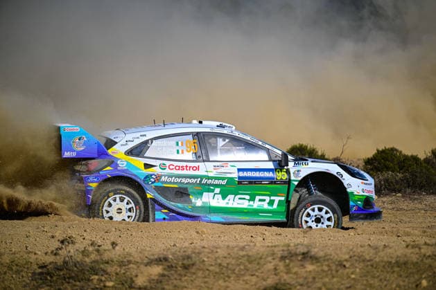 MOTORSPORTS - Rally - WRC, Motorsport Rallye, WM Rally Italia Sardegna Photo by IPA ABACAPRESS.COM89264617 - Jon Armstrong (IRL) and Shane Byrne (IRL) in a Ford Puma Rally1 in action during the FIA WRC Rally Italia Sardegna in Alghero, Italy, on October 1–4, 2026. Italia Italy  Copyright: xIPAxSport ABACAx