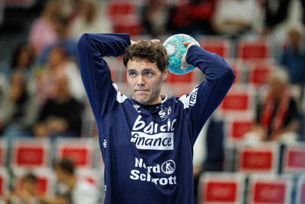 Opel HBL SG Flensburg Handewitt vs. FRISCH AUF Göppingen, October 3, 2026, Niclas Kirkelokke, No. 05, SG Flensburg Handewitt during warm-ups for the Opel HBL match between SG Flensburg Handewitt and FRISCH AUF Göppingen at the GGW Arena on October 3, 2026 Copyright: xBEAUTIFULxSPORTS MarioxM.xKobergx