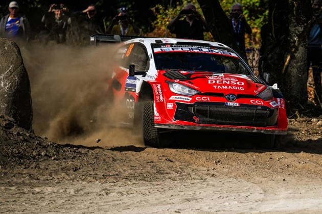 IPA89267009 - Driver Takamoto Katsuta and co-driver Aaron Johnston of Team Toyota Gazoo Racing WRT, driving a Toyota GR Yaris Rally1, are in third place on the third day of the race during the 2026 FIA World Rally Championship WRC, Motorsport Rallye, WM Rally Italia Sardegna on October 3 in Alghero, Sardinia, Italy.  Copyright: xLucaxBarsali IPAxSportx xx IPA89267009
