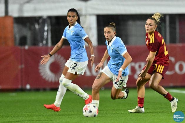 SOCCER - Women s Serie A - AS Roma vs. SS Lazio Women Photo by IPA ABACAPRESS.COM89267011 - Megan Connolly of S.S. Lazio and Giada Greggi of A.S. Roma during the Serie A Women s League match between Roma and Lazio, the AS Roma vs. SS Lazio Women s match in the Italian Serie A Women s League, held in Rome, Italy, on October 3, 2026 Rome Italy  Copyright: xIPAxSport ABACAx